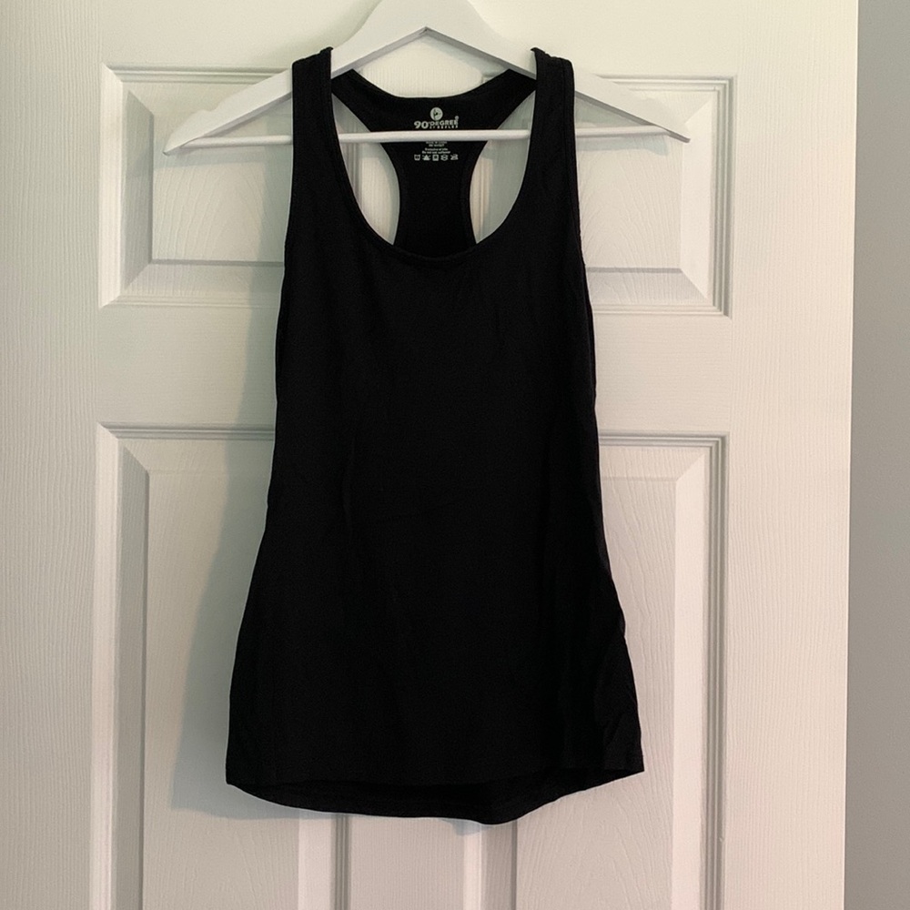 90 degree black racer back fitted athletic tank top size medium